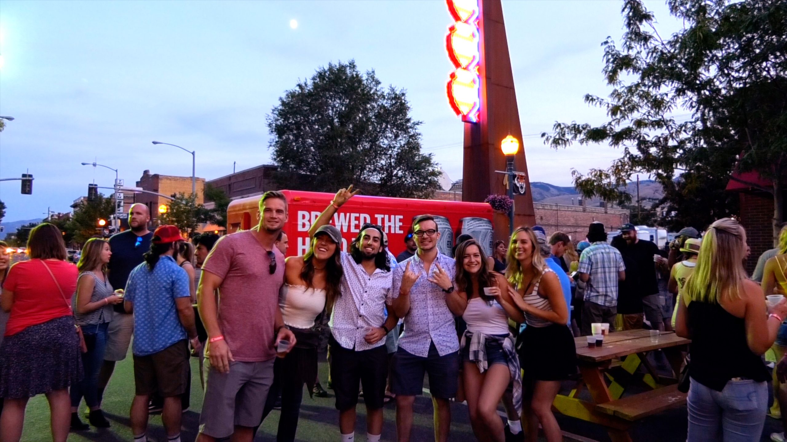 A group of people pose for a photo at Pocatello's Gate City Brewfest.